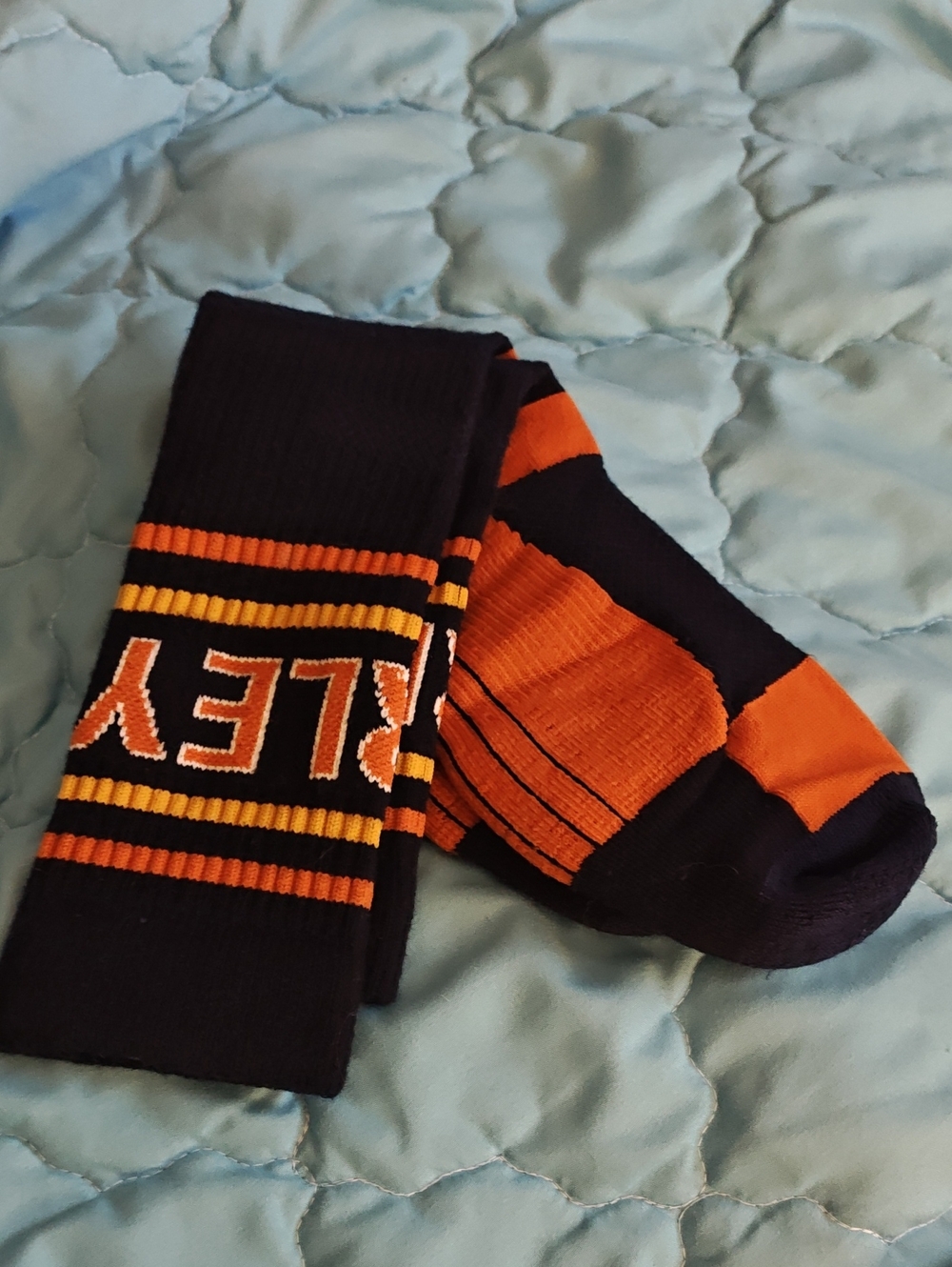Harley-Davidson Navy Blue and Orange Athletic Crew Socks